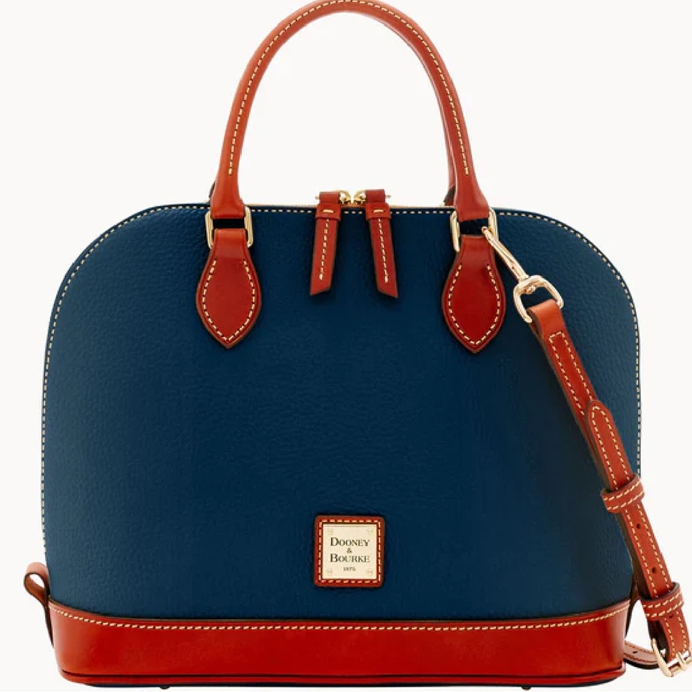 Dooney & Bourke Pebble Grain ZipZip Dome Satchel in Midnight Blue, NWT  (2pcs)